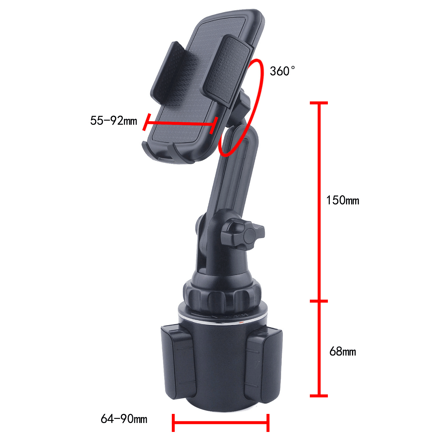 Universal 360° Adjustable Car Mount Cup Stand Cradle Holder For Cell Phone USA - DelightsDownSouth