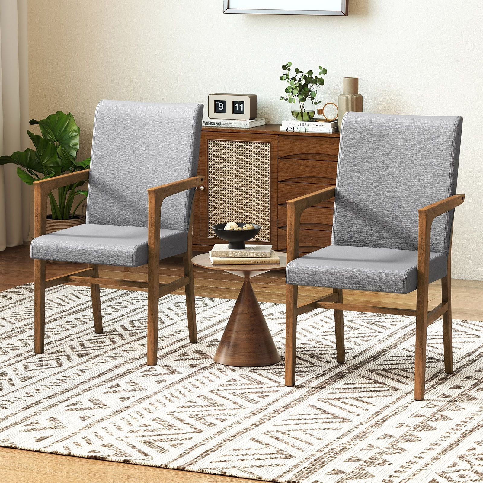 Upholstered Accent Chairs Set of 2 with High Back and Solid Wooden Frame - DelightsDownSouth