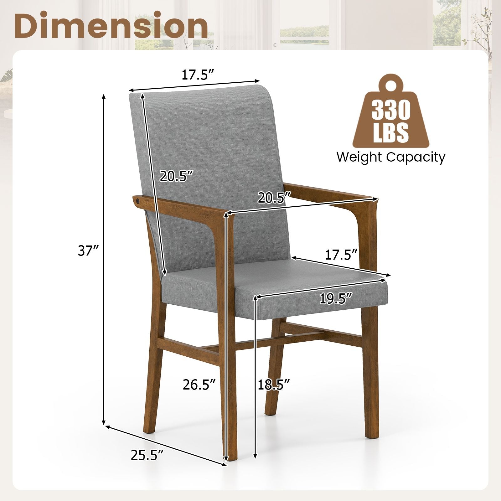 Upholstered Accent Chairs Set of 2 with High Back and Solid Wooden Frame - DelightsDownSouth