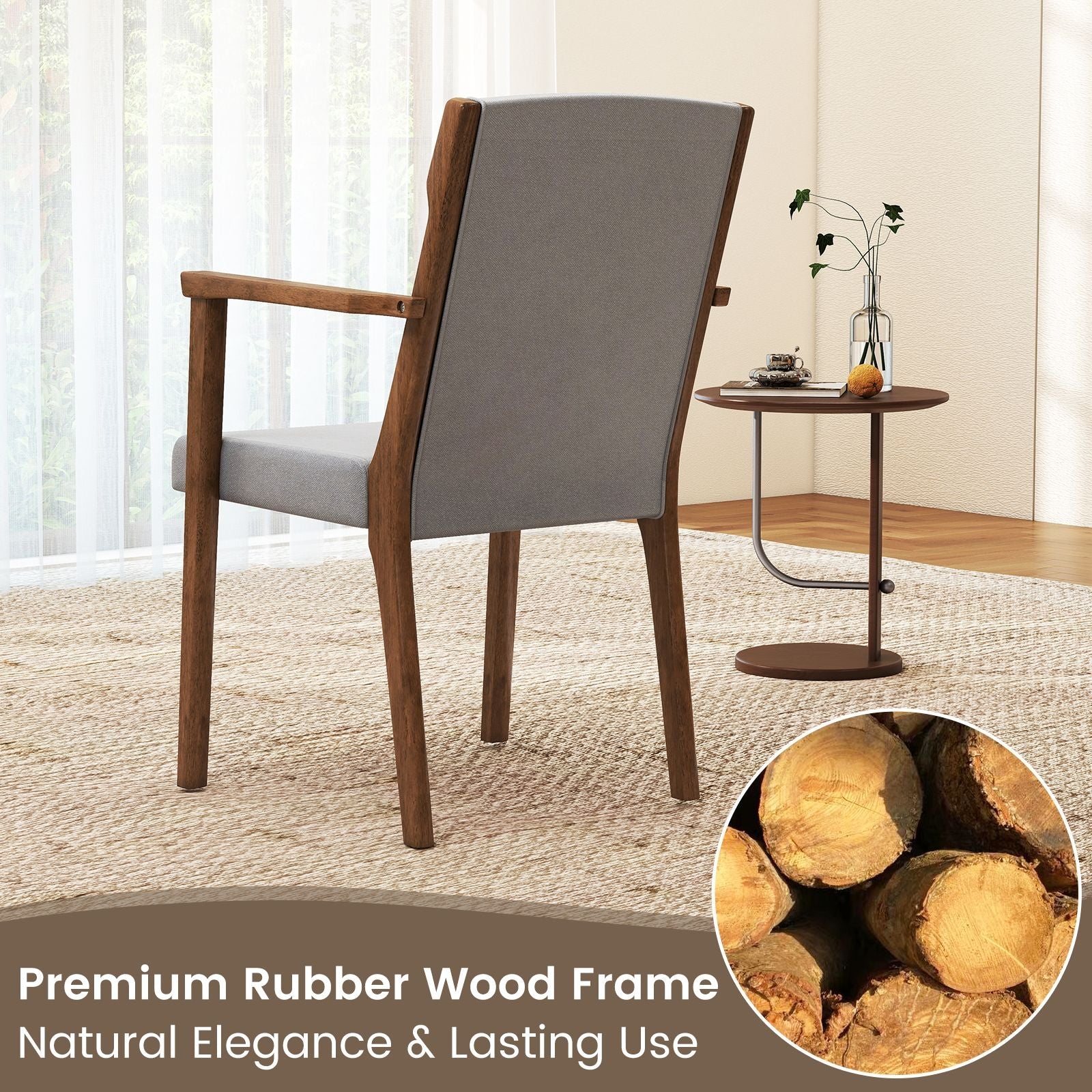 Upholstered Wooden Accent Chairs Set of 2 with High Back and Soft Cushion - DelightsDownSouth
