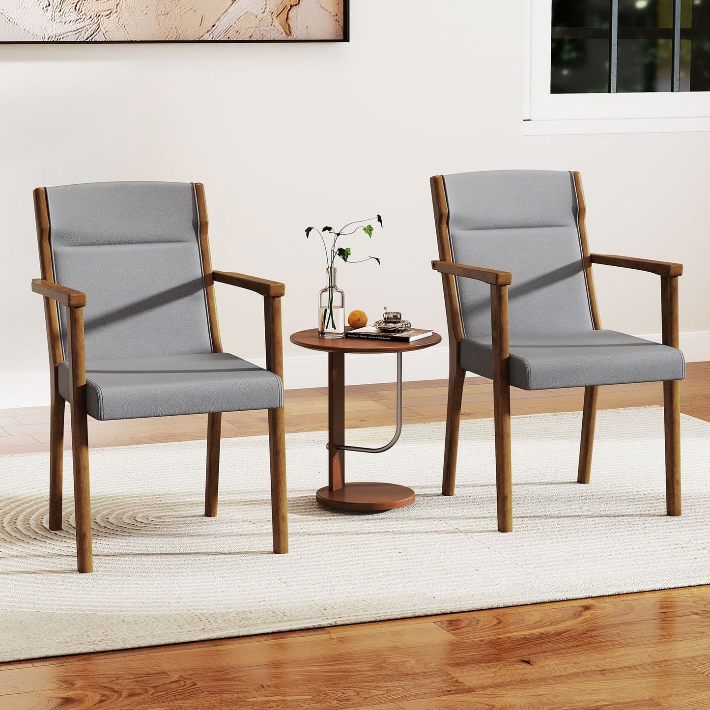 Upholstered Wooden Accent Chairs Set of 2 with High Back and Soft Cushion - DelightsDownSouth