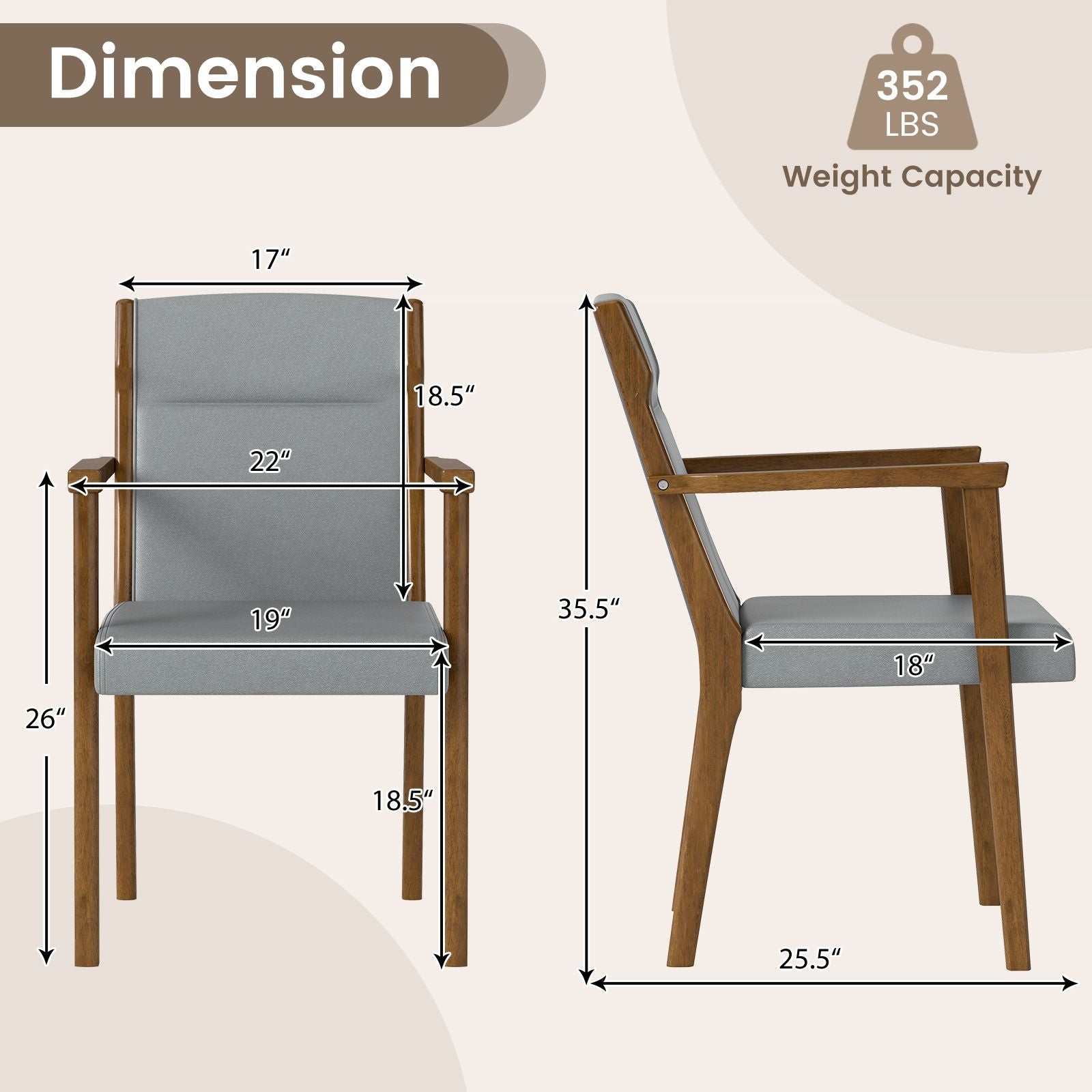 Upholstered Wooden Accent Chairs Set of 2 with High Back and Soft Cushion - DelightsDownSouth