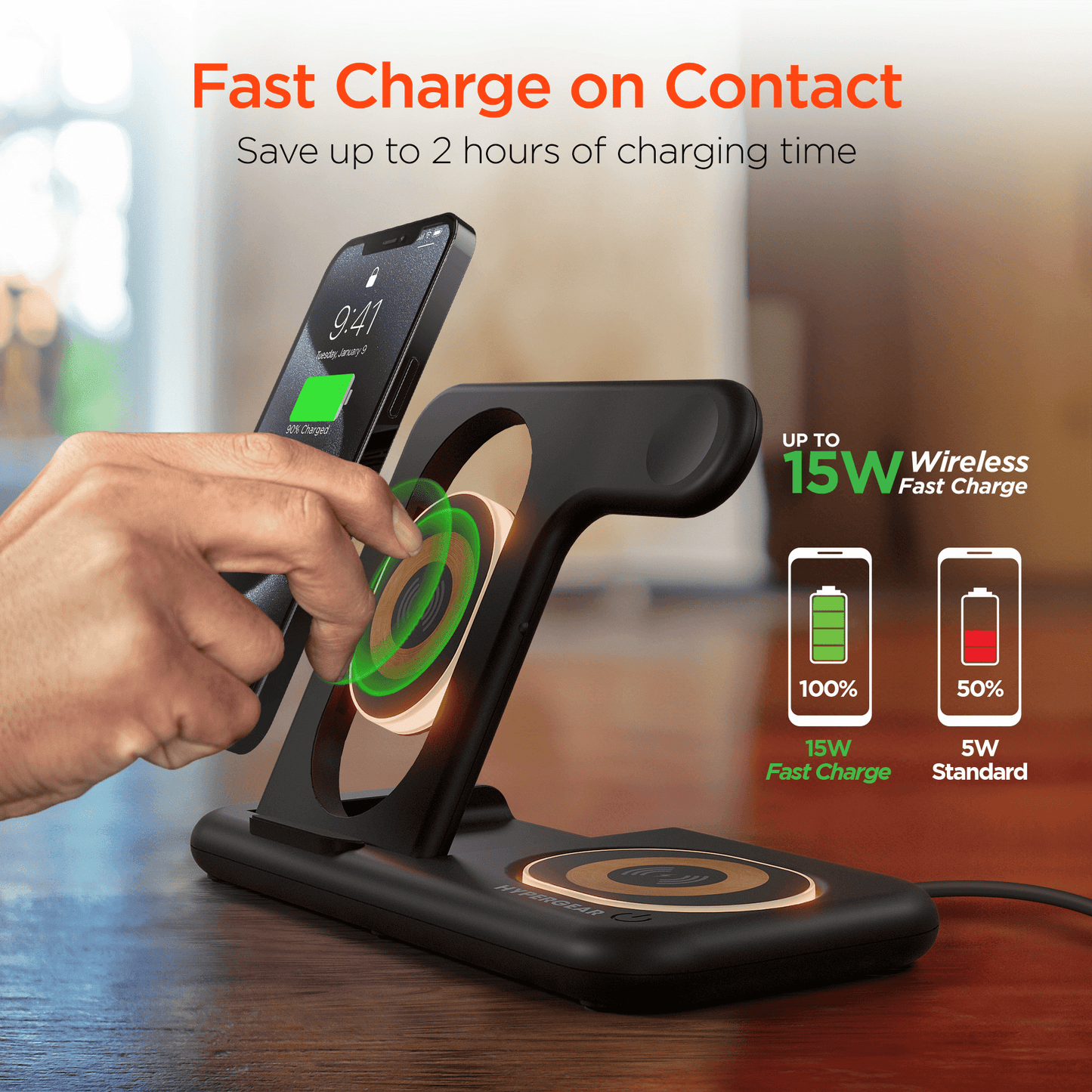 Versatile HyperGear 4 - in - 1 Wireless Charging Station for Phones, Smartwatches, and Earbuds - DelightsDownSouth