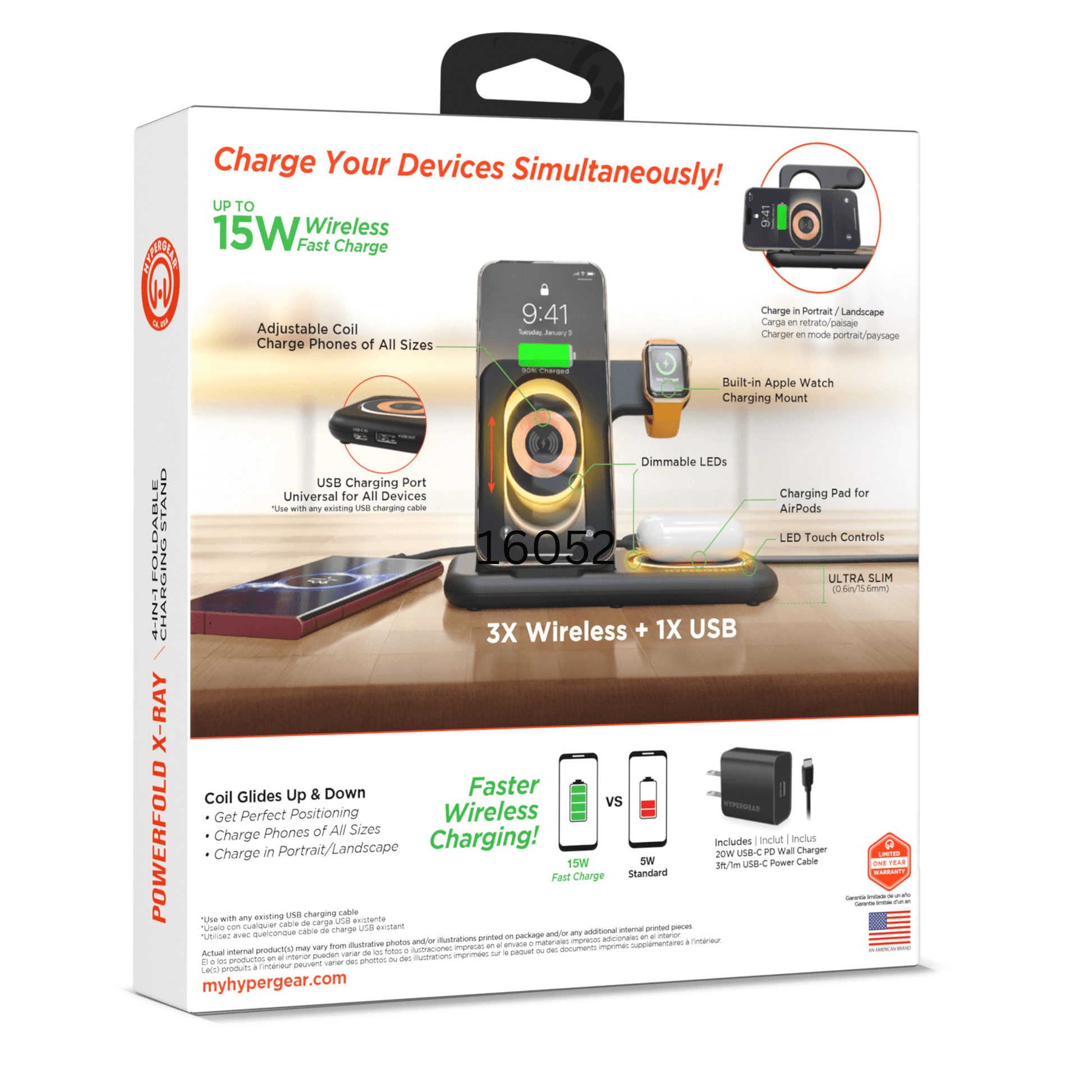 Versatile HyperGear 4 - in - 1 Wireless Charging Station for Phones, Smartwatches, and Earbuds - DelightsDownSouth