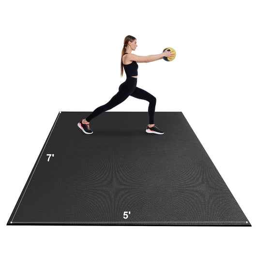VEVOR Exercise Mat, Non Slip High Density Premium Yoga Mat, Exercise Yoga Mat for Men & Women, Fitness & Exercise Mat with Bag & Carry Strap, for All Types of Home Yoga, Pilate & Floor Workout (7x5ft) - DelightsDownSouth