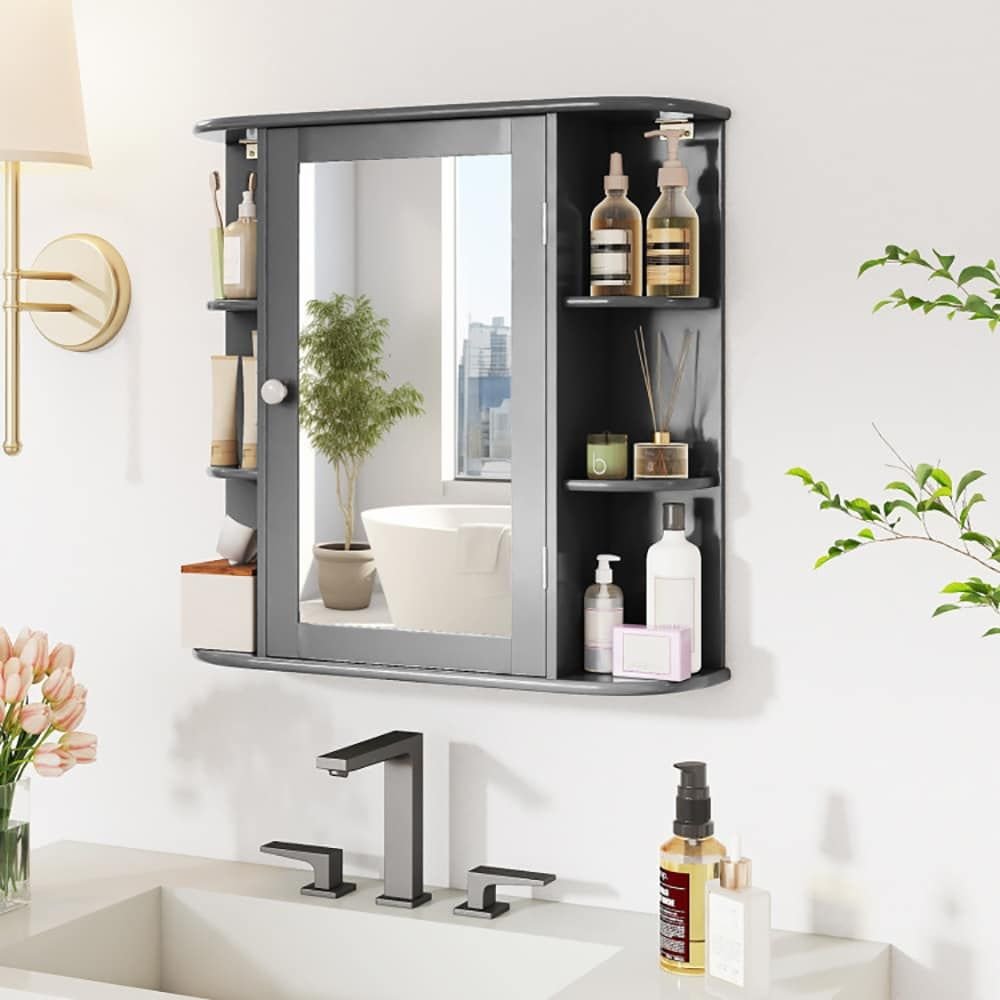 Wall - Mounted Bathroom Mirror Cabinet with Storage Shelves - DelightsDownSouth