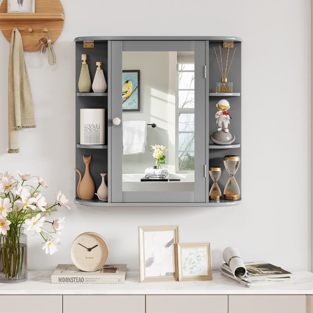 Wall - Mounted Bathroom Mirror Cabinet with Storage Shelves - DelightsDownSouth
