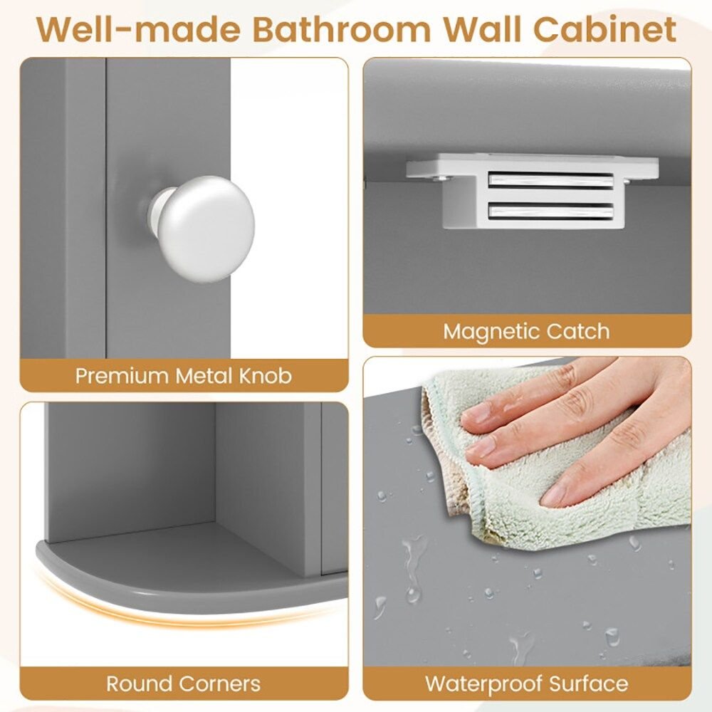 Wall - Mounted Bathroom Mirror Cabinet with Storage Shelves - DelightsDownSouth