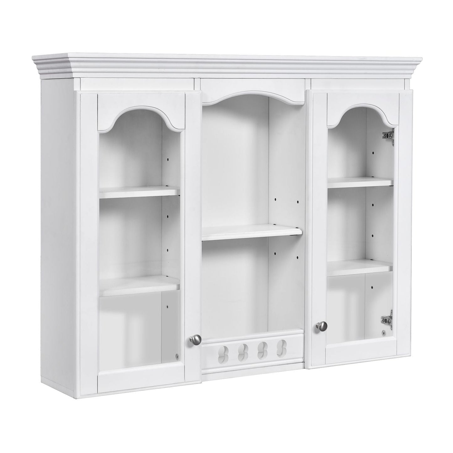 Wall Mounted Medicine Cabinet, Bathroom Wall Cabinet with 2 Glass Doors, Over The Toilet Space Saver Storage Cabinet with Ample Storage, White - DelightsDownSouth
