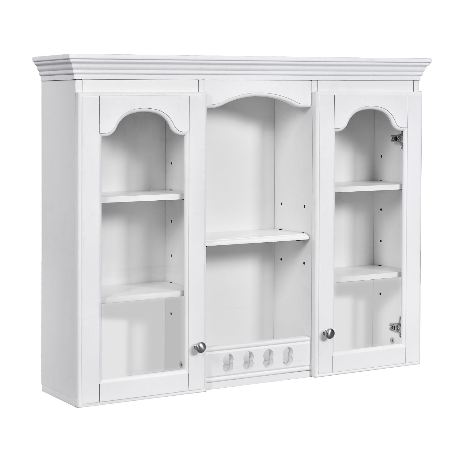 Wall Mounted Medicine Cabinet, Bathroom Wall Cabinet with 2 Glass Doors, Over The Toilet Space Saver Storage Cabinet with Ample Storage, White - DelightsDownSouth