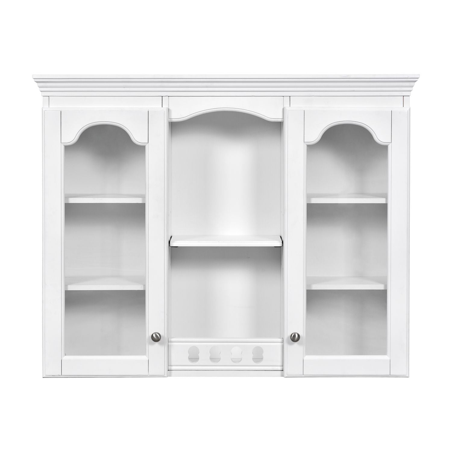 Wall Mounted Medicine Cabinet, Bathroom Wall Cabinet with 2 Glass Doors, Over The Toilet Space Saver Storage Cabinet with Ample Storage, White - DelightsDownSouth
