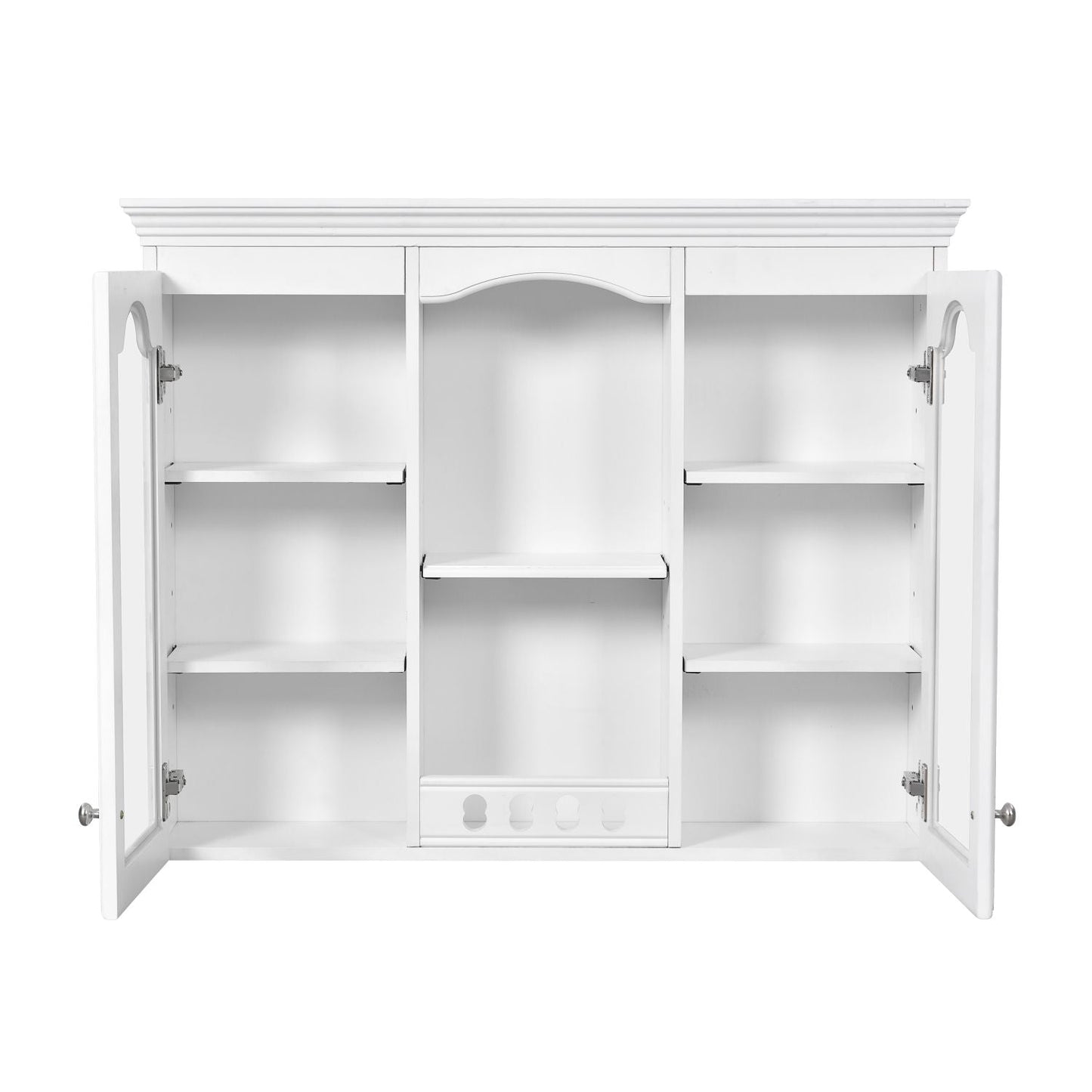 Wall Mounted Medicine Cabinet, Bathroom Wall Cabinet with 2 Glass Doors, Over The Toilet Space Saver Storage Cabinet with Ample Storage, White - DelightsDownSouth