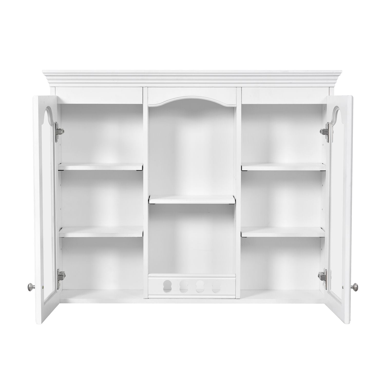 Wall Mounted Medicine Cabinet, Bathroom Wall Cabinet with 2 Glass Doors, Over The Toilet Space Saver Storage Cabinet with Ample Storage, White - DelightsDownSouth