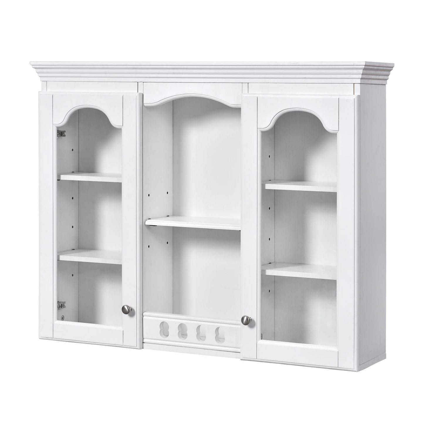 Wall Mounted Medicine Cabinet, Bathroom Wall Cabinet with 2 Glass Doors, Over The Toilet Space Saver Storage Cabinet with Ample Storage, White - DelightsDownSouth