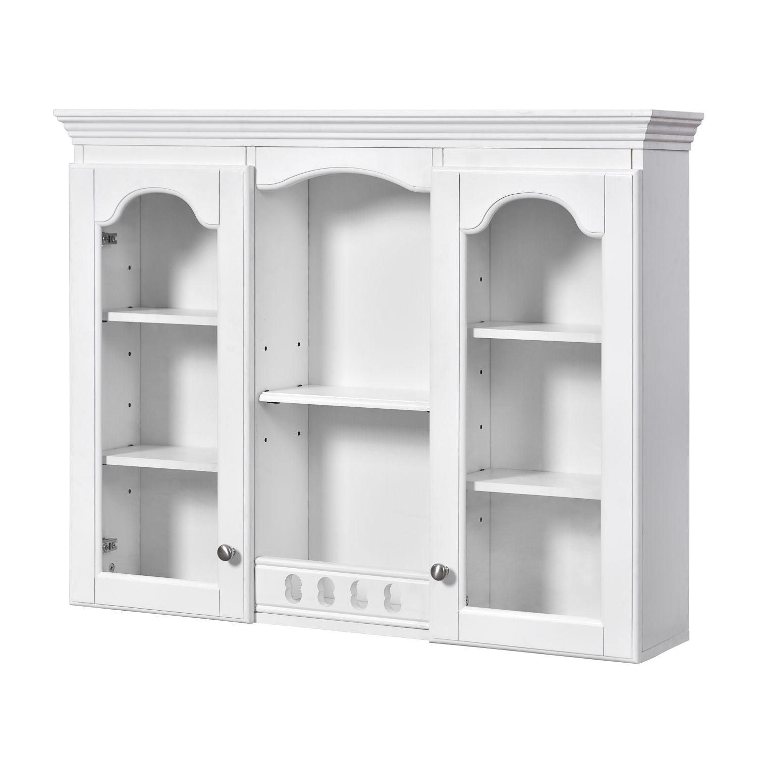 Wall Mounted Medicine Cabinet, Bathroom Wall Cabinet with 2 Glass Doors, Over The Toilet Space Saver Storage Cabinet with Ample Storage, White - DelightsDownSouth