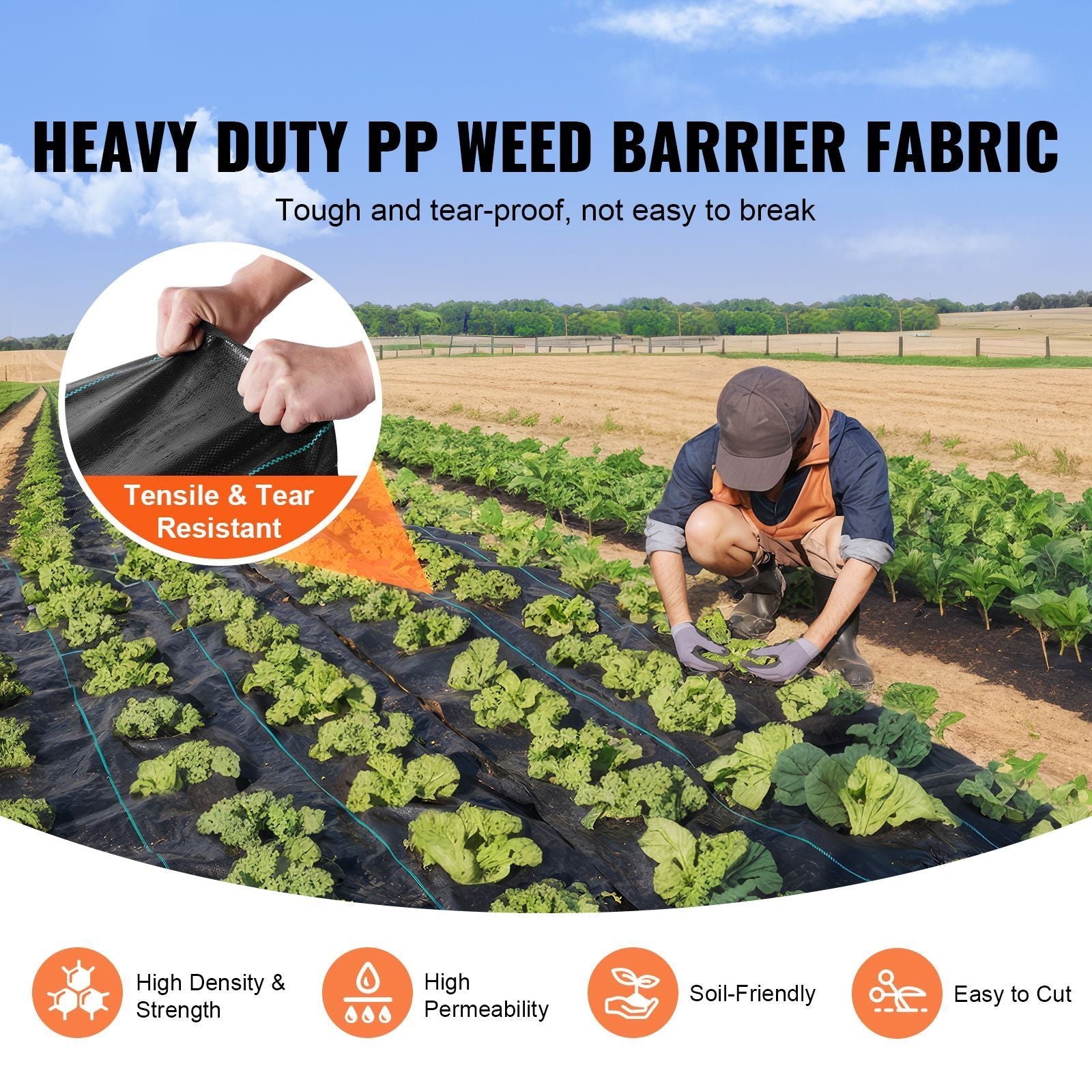 Weed Barrier Landscape Fabric, 3*300FT Heavy Duty Garden Weed Fabric, Woven PP Weed Control Fabric, Driveway Fabric, Geotextile Fabric for Landscaping, Ground Cover, Weed Blocker Weed Mat, Black - DelightsDownSouth