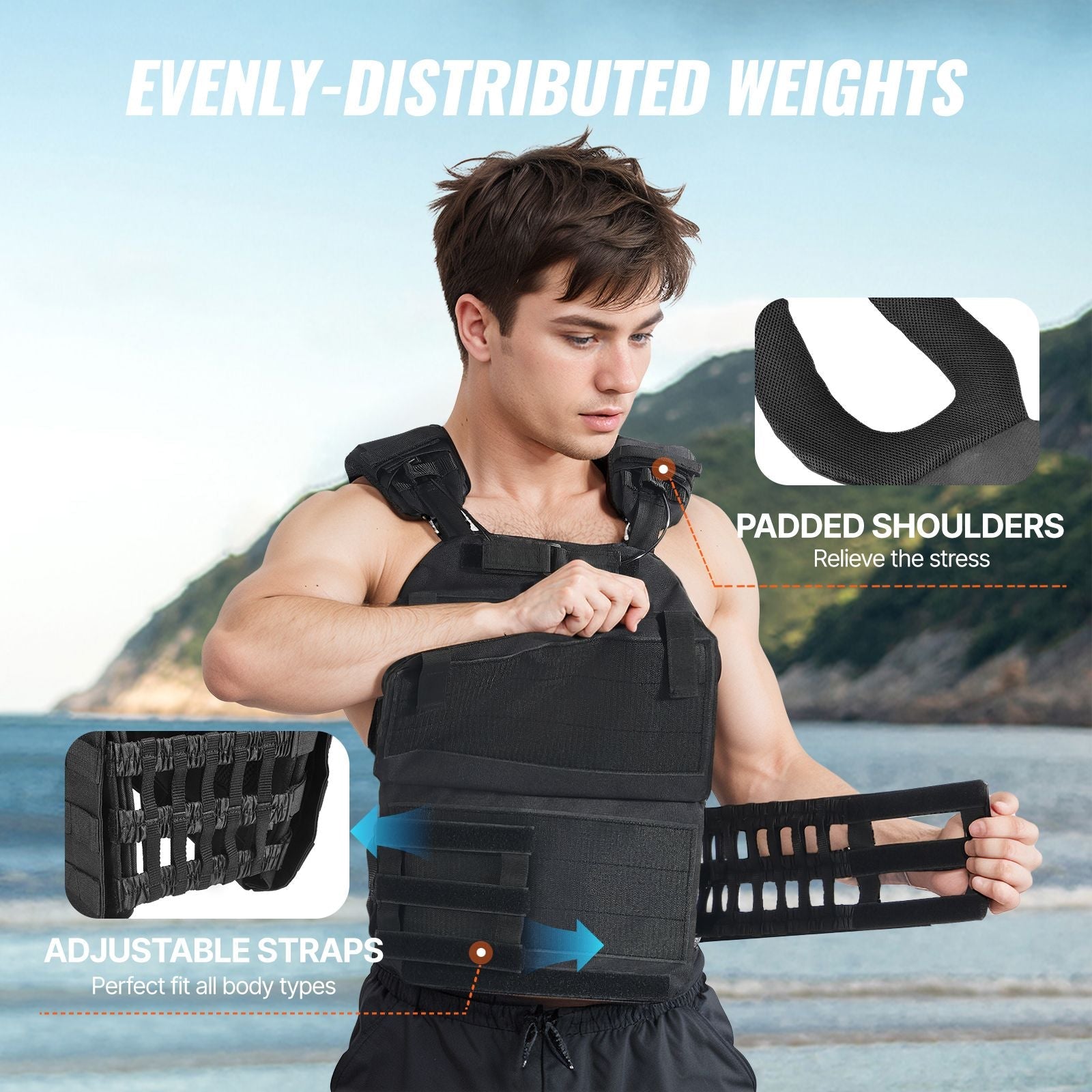 Weighted Vest, 40lb Weight Vest, Adjustable Body Weight Jacket for Men Women, Workout Equipment for Strength and Endurance Training, Running, Jogging, Walking, Fitness, and Weight Loss - DelightsDownSouth