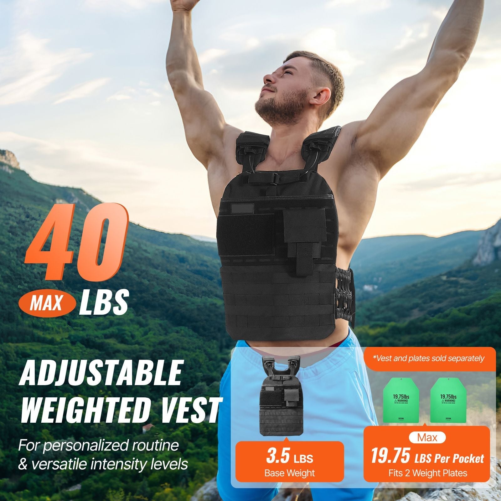Weighted Vest, 40lb Weight Vest, Adjustable Body Weight Jacket for Men Women, Workout Equipment for Strength and Endurance Training, Running, Jogging, Walking, Fitness, and Weight Loss - DelightsDownSouth