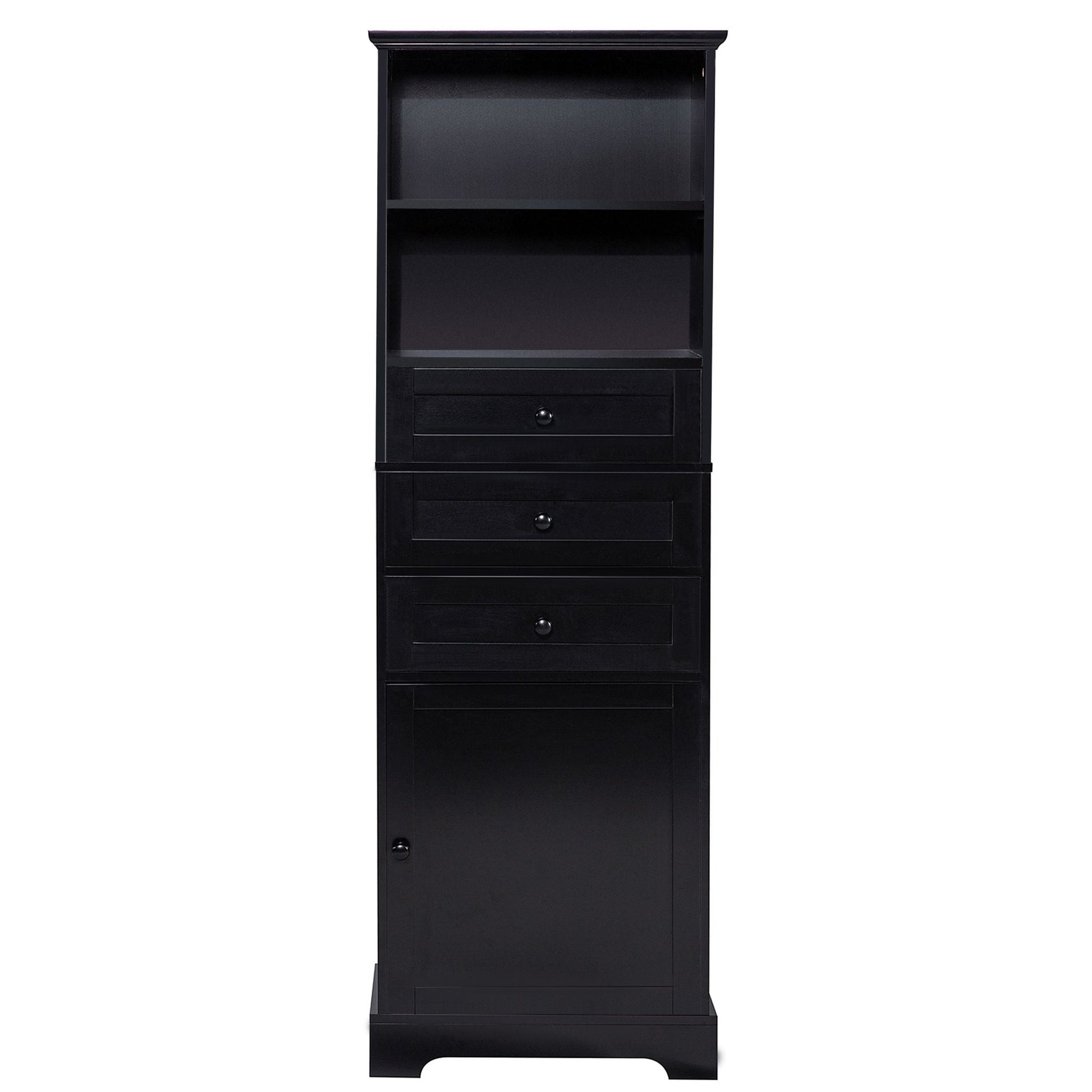 White Tall Storage Cabinet with 3 Drawers and Adjustable Shelves for Bathroom, Study, Office and Interior, MDF Board with Painted Finish - DelightsDownSouth