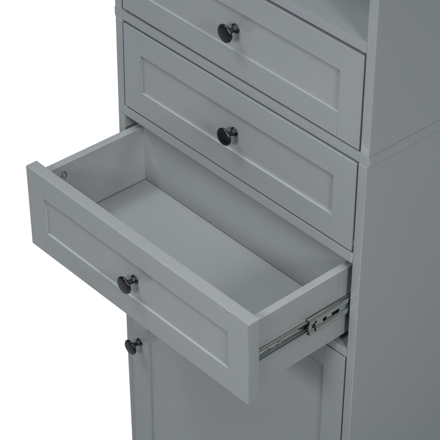 White Tall Storage Cabinet with 3 Drawers and Adjustable Shelves for Bathroom, Study, Office and Interior, MDF Board with Painted Finish - DelightsDownSouth