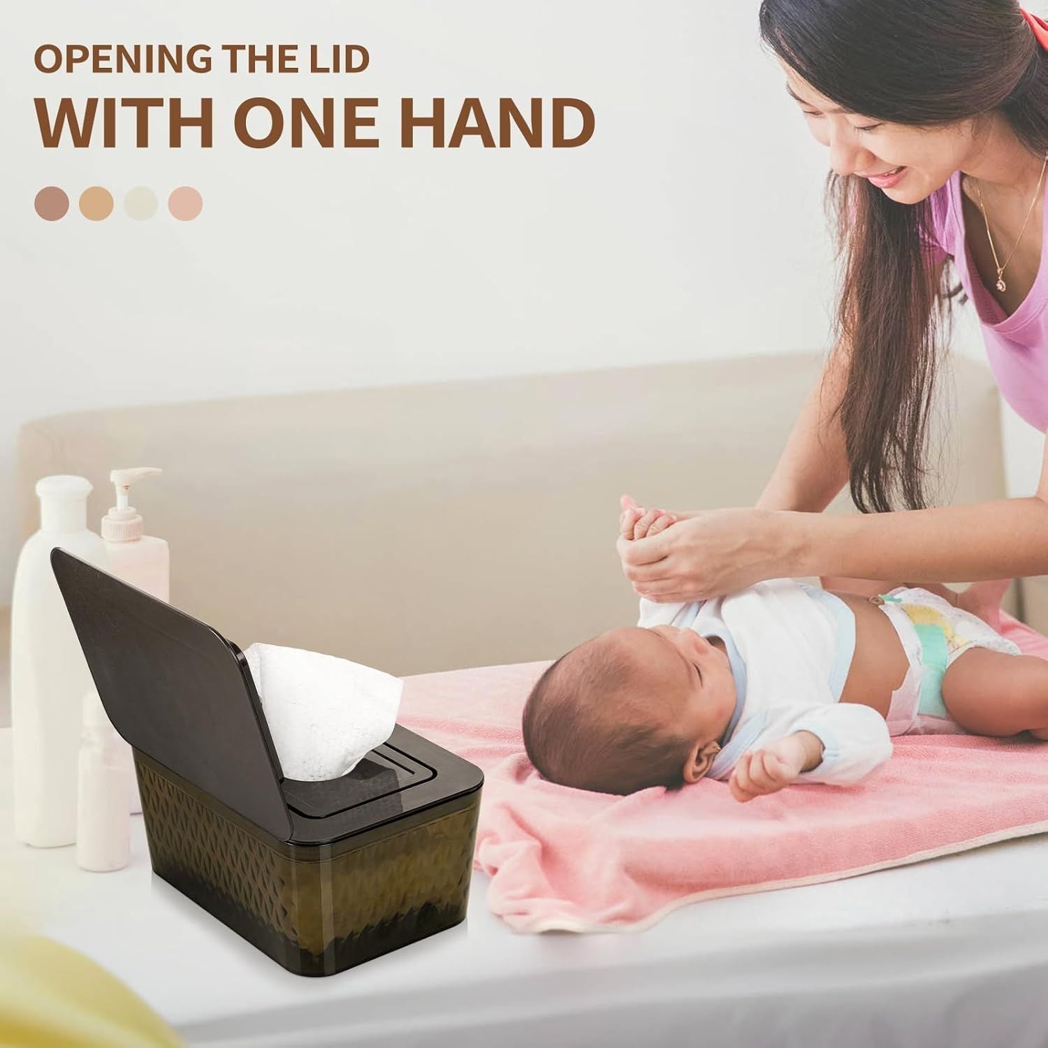 Wipes Dispenser, One - Handed Operation Wipe Holder for Baby & Adult, Seal - Designed Wipes Container for Bathroom Keep Diaper Wipes Fresh - DelightsDownSouth