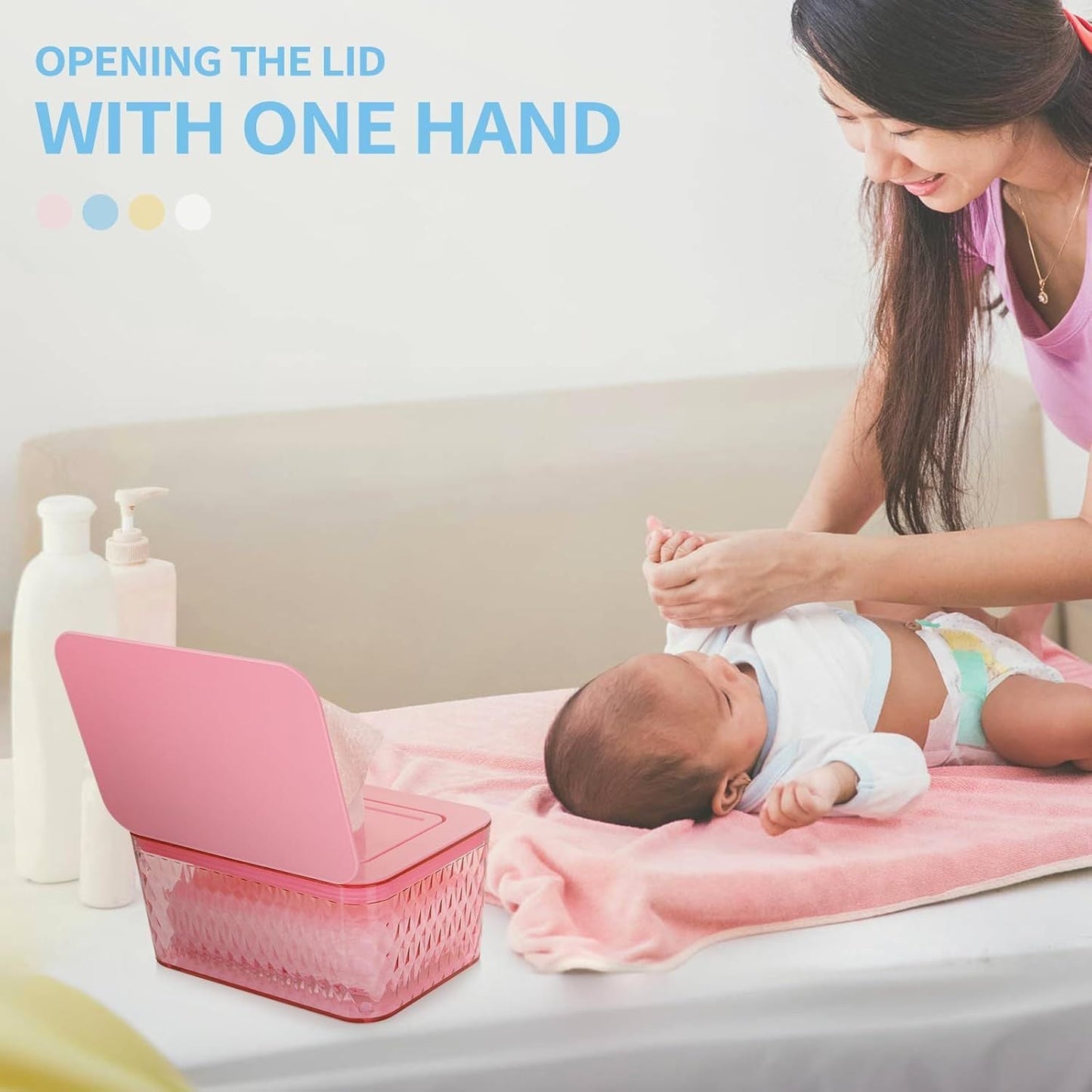 Wipes Dispenser, One - Handed Operation Wipe Holder for Baby & Adult, Seal - Designed Wipes Container for Bathroom Keep Diaper Wipes Fresh - DelightsDownSouth