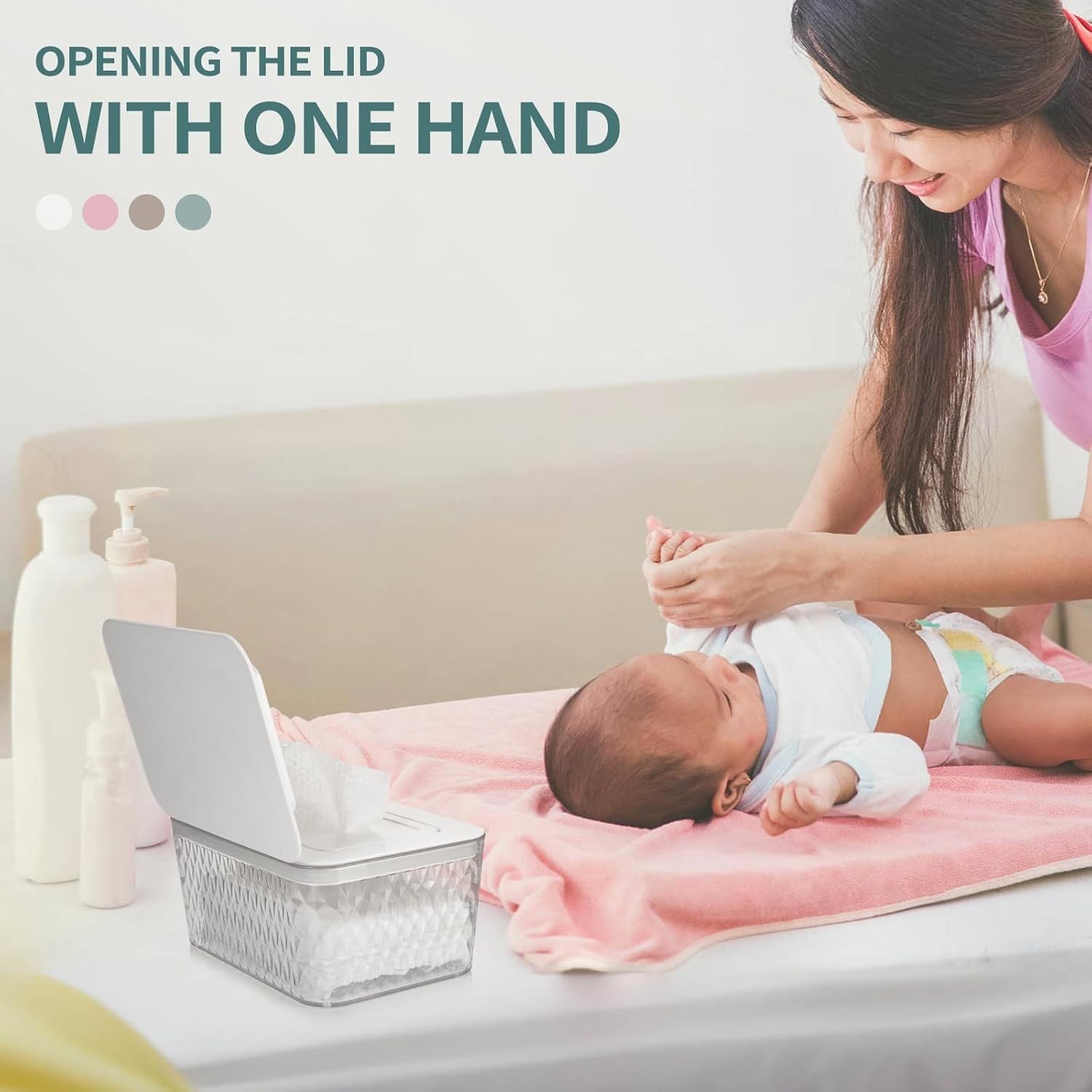 Wipes Dispenser, One - Handed Operation Wipe Holder for Baby & Adult, Seal - Designed Wipes Container for Bathroom Keep Diaper Wipes Fresh - DelightsDownSouth