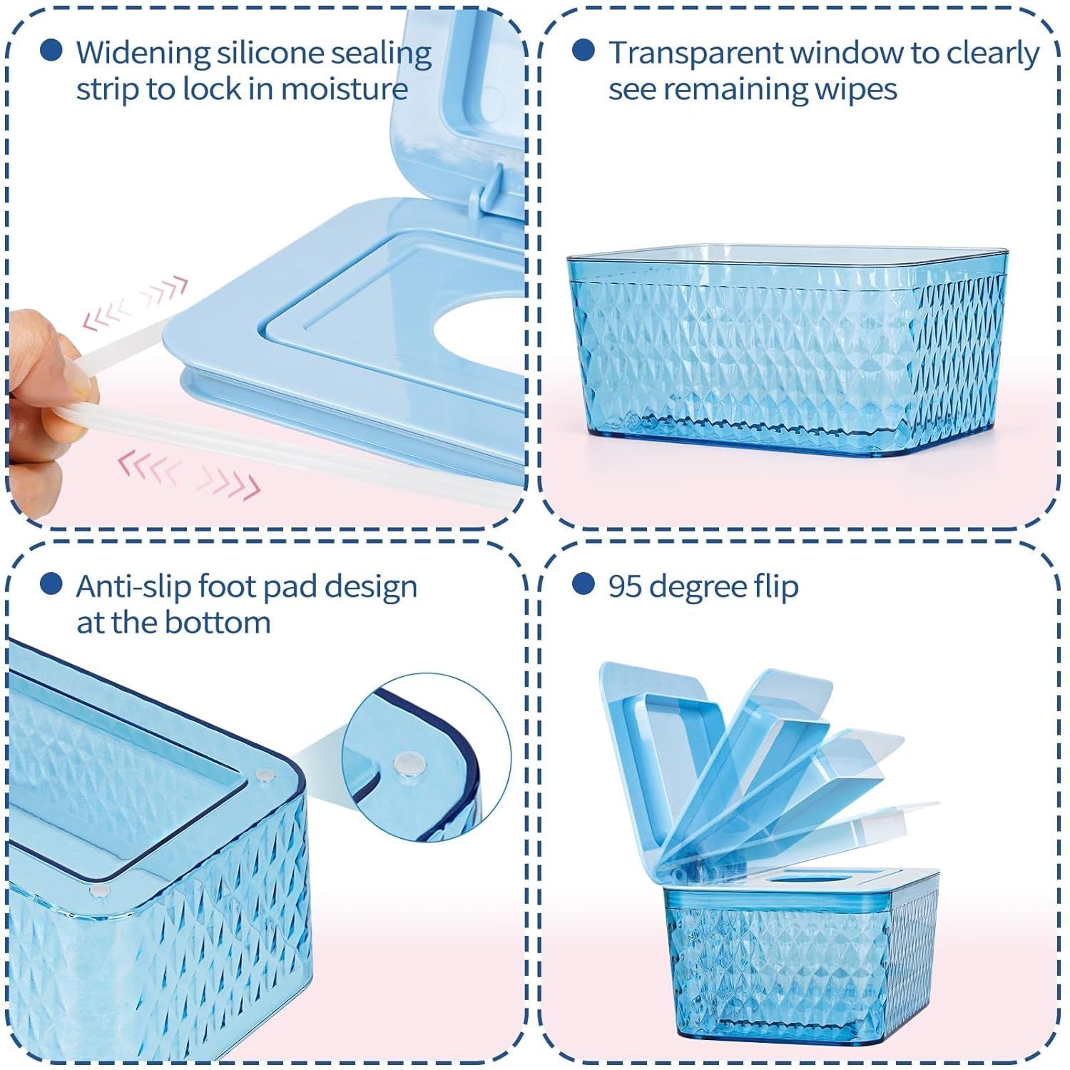 Wipes Dispenser, One - Handed Operation Wipe Holder for Baby & Adult, Seal - Designed Wipes Container for Bathroom Keep Diaper Wipes Fresh - DelightsDownSouth