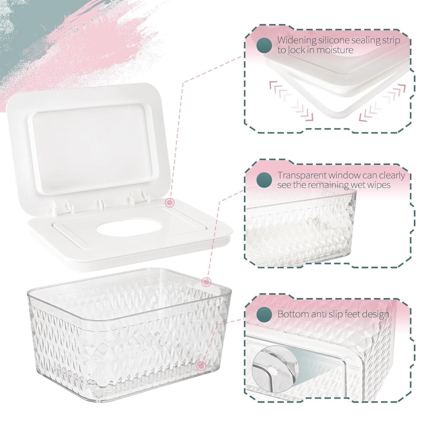 Wipes Dispenser, One - Handed Operation Wipe Holder for Baby & Adult, Seal - Designed Wipes Container for Bathroom Keep Diaper Wipes Fresh - DelightsDownSouth