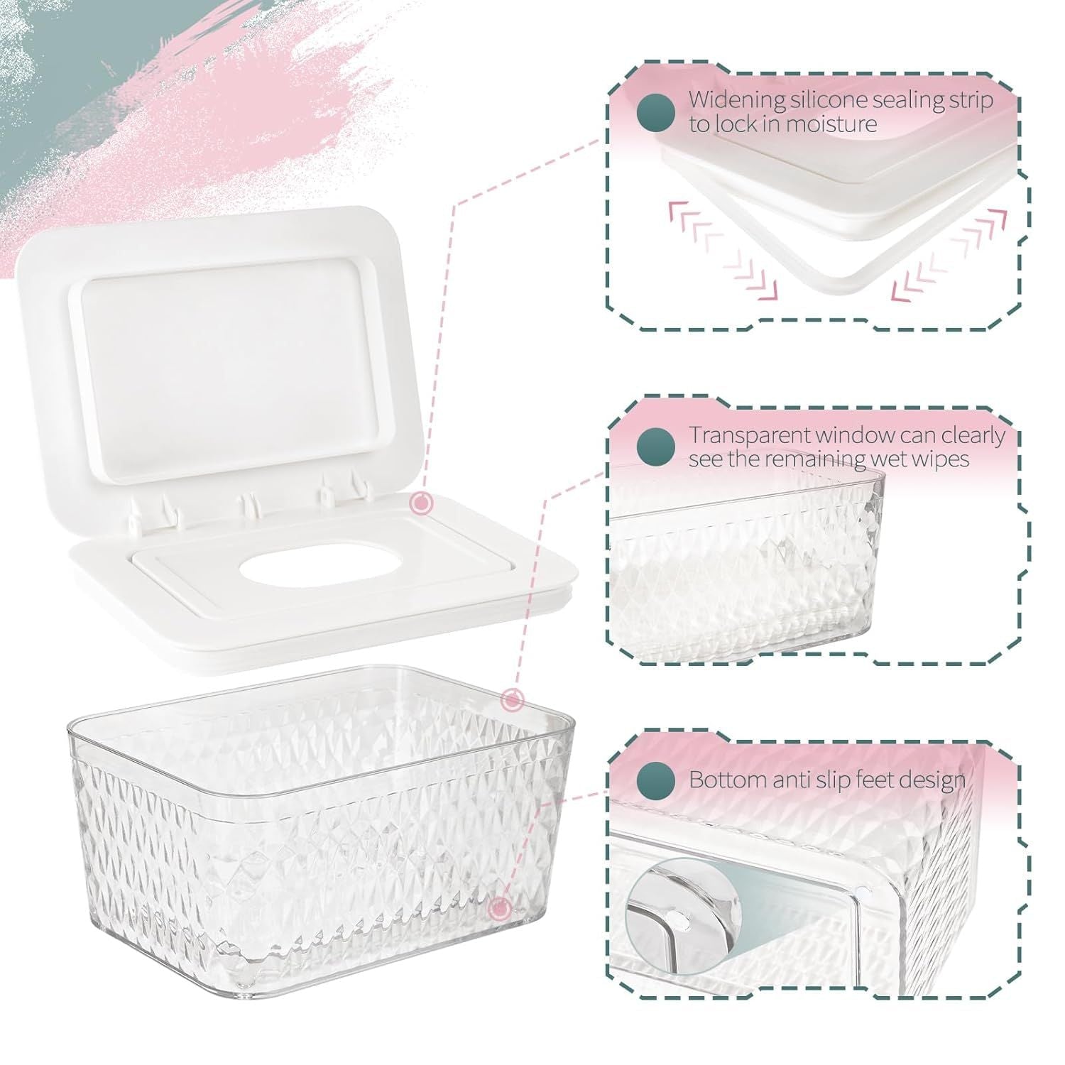 Wipes Dispenser, One - Handed Operation Wipe Holder for Baby & Adult, Seal - Designed Wipes Container for Bathroom Keep Diaper Wipes Fresh - DelightsDownSouth