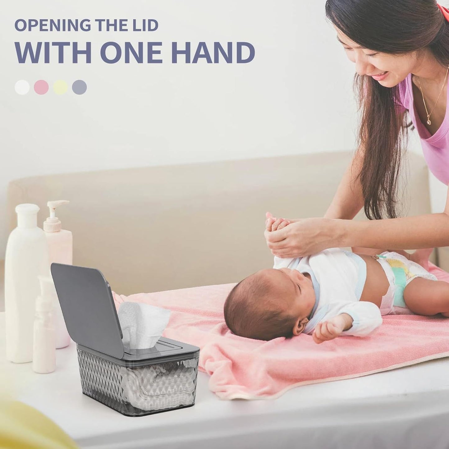 Wipes Dispenser, One - Handed Operation Wipe Holder for Baby & Adult, Seal - Designed Wipes Container for Bathroom Keep Diaper Wipes Fresh - DelightsDownSouth