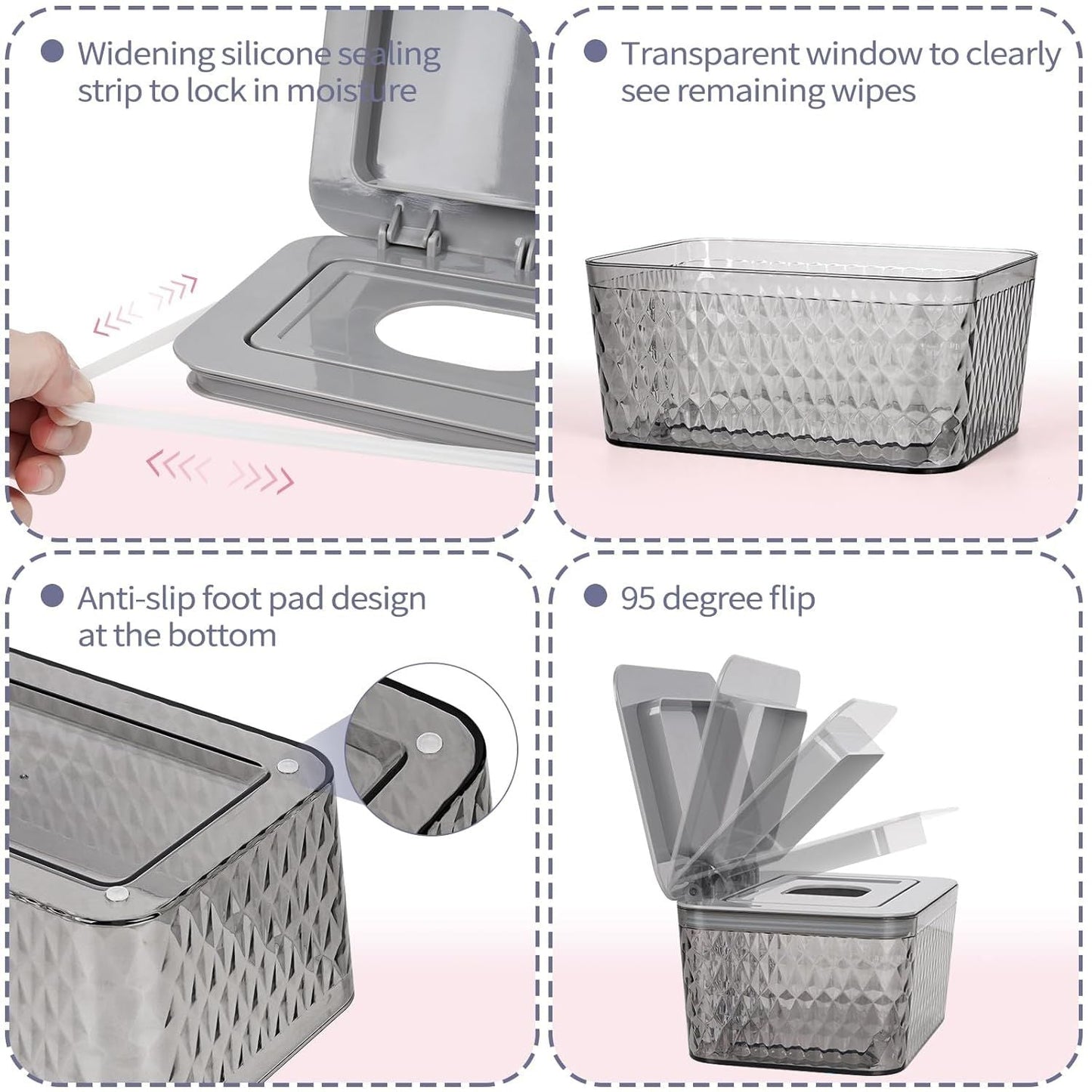 Wipes Dispenser, One - Handed Operation Wipe Holder for Baby & Adult, Seal - Designed Wipes Container for Bathroom Keep Diaper Wipes Fresh - DelightsDownSouth