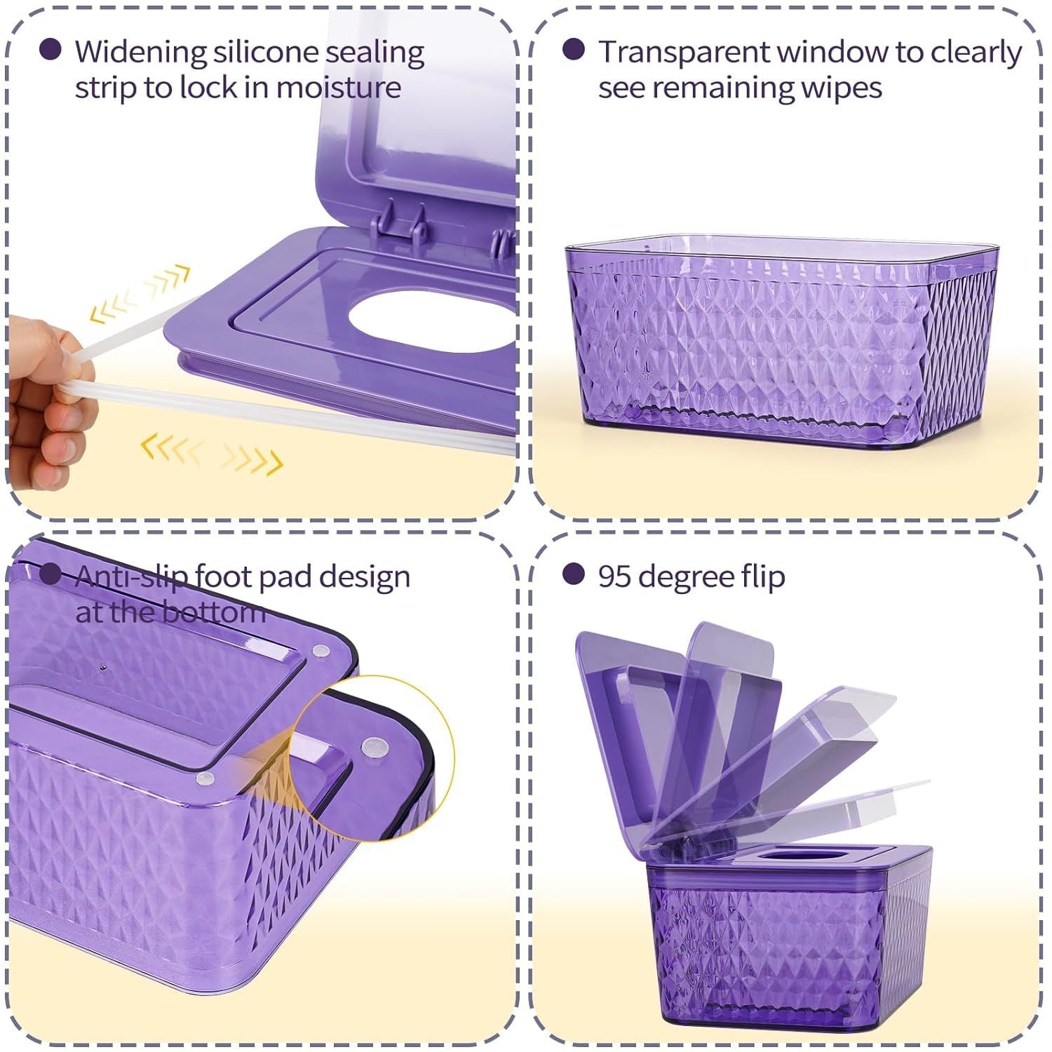 Wipes Dispenser, One - Handed Operation Wipe Holder for Baby & Adult, Seal - Designed Wipes Container for Bathroom Keep Diaper Wipes Fresh - DelightsDownSouth