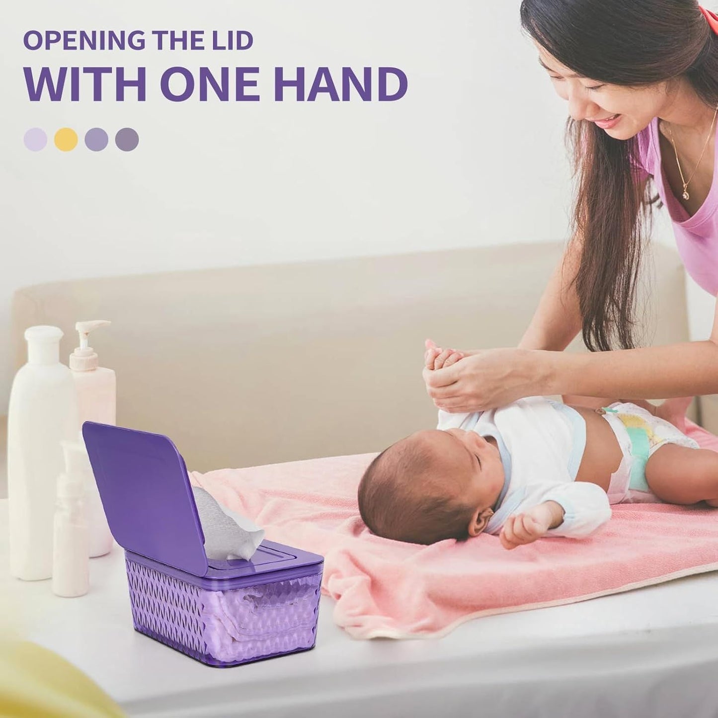 Wipes Dispenser, One - Handed Operation Wipe Holder for Baby & Adult, Seal - Designed Wipes Container for Bathroom Keep Diaper Wipes Fresh - DelightsDownSouth