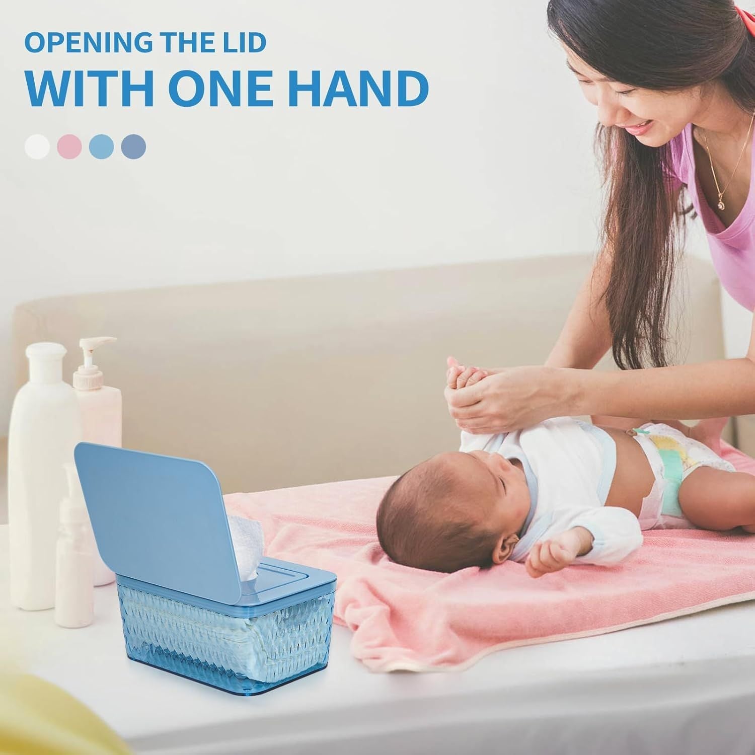 Wipes Dispenser, One - Handed Operation Wipe Holder for Baby & Adult, Seal - Designed Wipes Container for Bathroom Keep Diaper Wipes Fresh - DelightsDownSouth