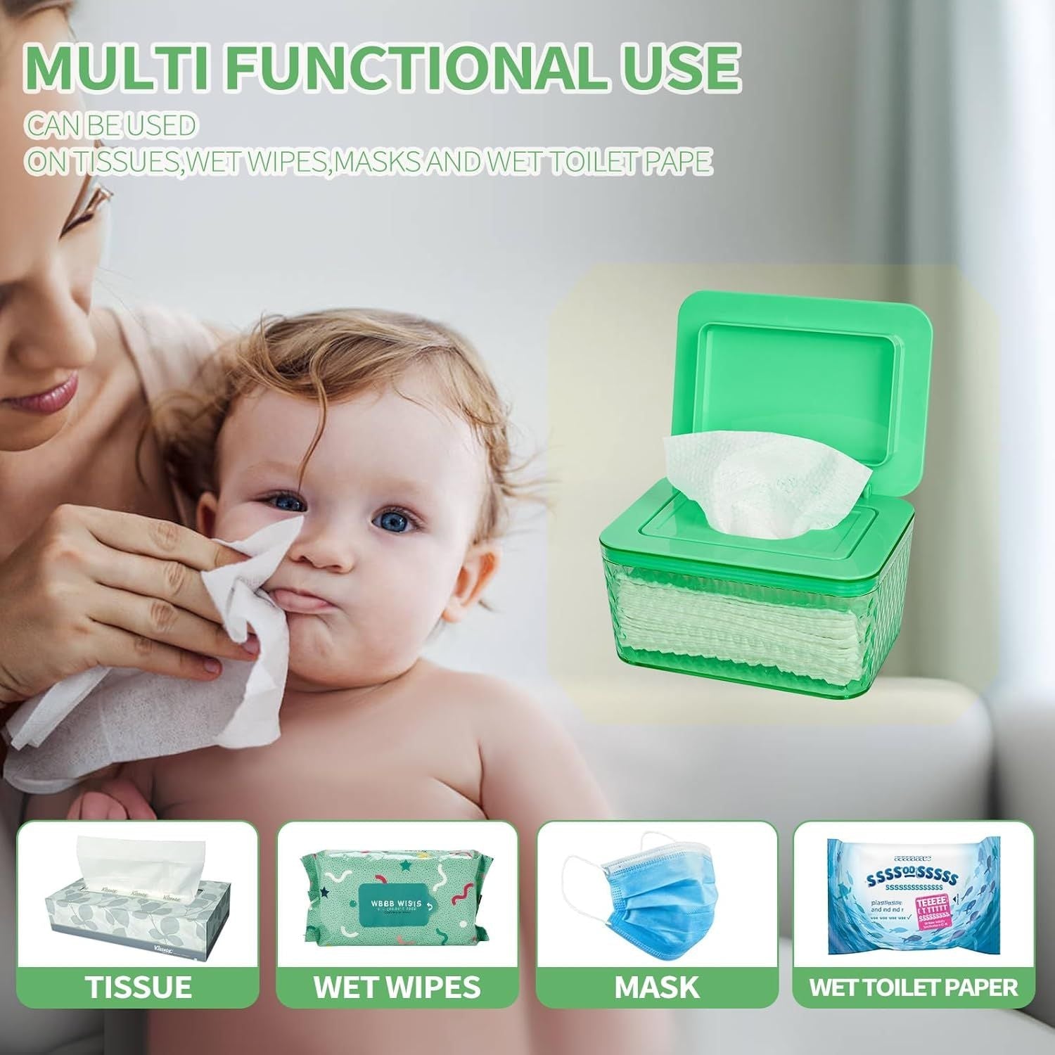 Wipes Dispenser, One - Handed Operation Wipe Holder for Baby & Adult, Seal - Designed Wipes Container for Bathroom Keep Diaper Wipes Fresh - DelightsDownSouth