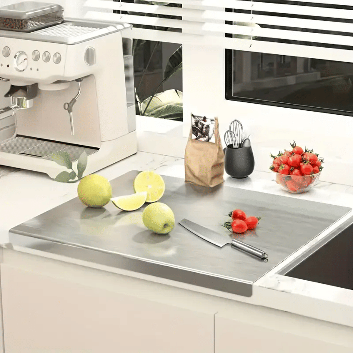 XXL cooked meat baking tray, double - sided cutting board, stainless steel rolling plate, breakfast tray, suitable for fruits, vegetables, meats, Father's Day gift Chopping Kitchen Knives - DelightsDownSouth