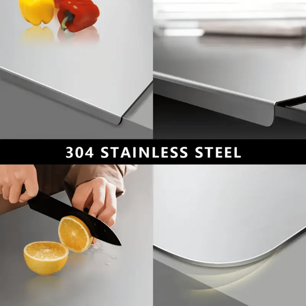 XXL cooked meat baking tray, double - sided cutting board, stainless steel rolling plate, breakfast tray, suitable for fruits, vegetables, meats, Father's Day gift Chopping Kitchen Knives - DelightsDownSouth