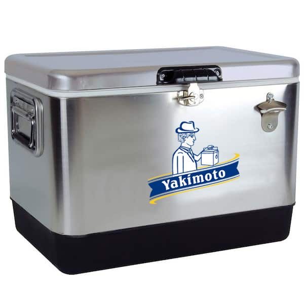 Yakimoto Ice Chest Beverage Beer Cooler Box With Bottle Opener, 51L/54Qt Stainless Steel Portable Insulated Ice Bucket, Sturdy And Leak - proof, For Camping, Beach, Picnic, RV, BBQ, Picnic, Fishing - DelightsDownSouth