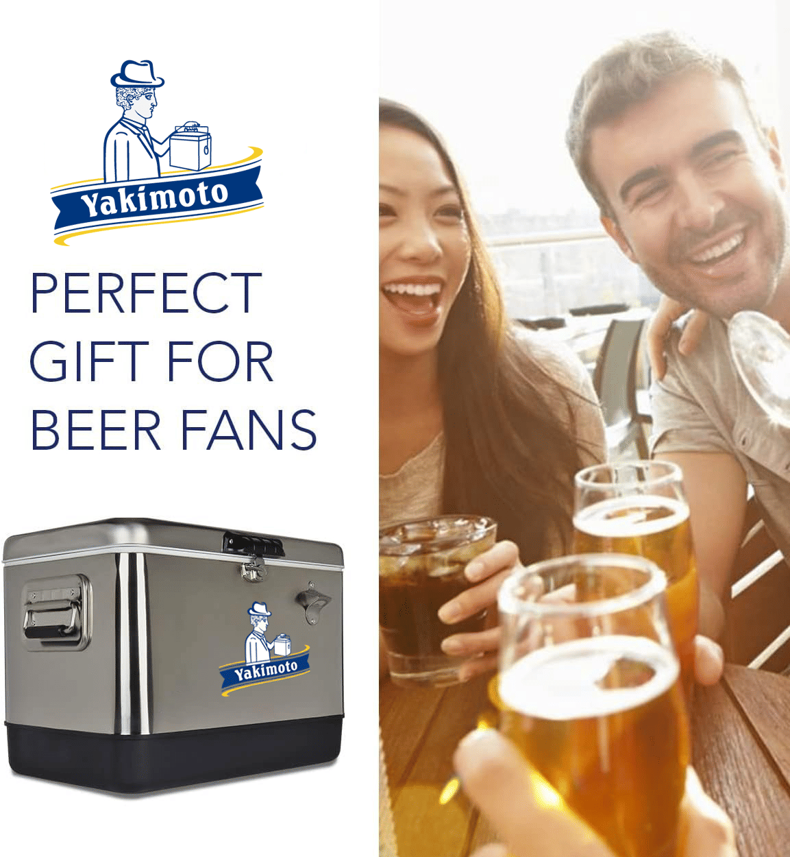 Yakimoto Ice Chest Beverage Beer Cooler Box With Bottle Opener, 51L/54Qt Stainless Steel Portable Insulated Ice Bucket, Sturdy And Leak - proof, For Camping, Beach, Picnic, RV, BBQ, Picnic, Fishing - DelightsDownSouth