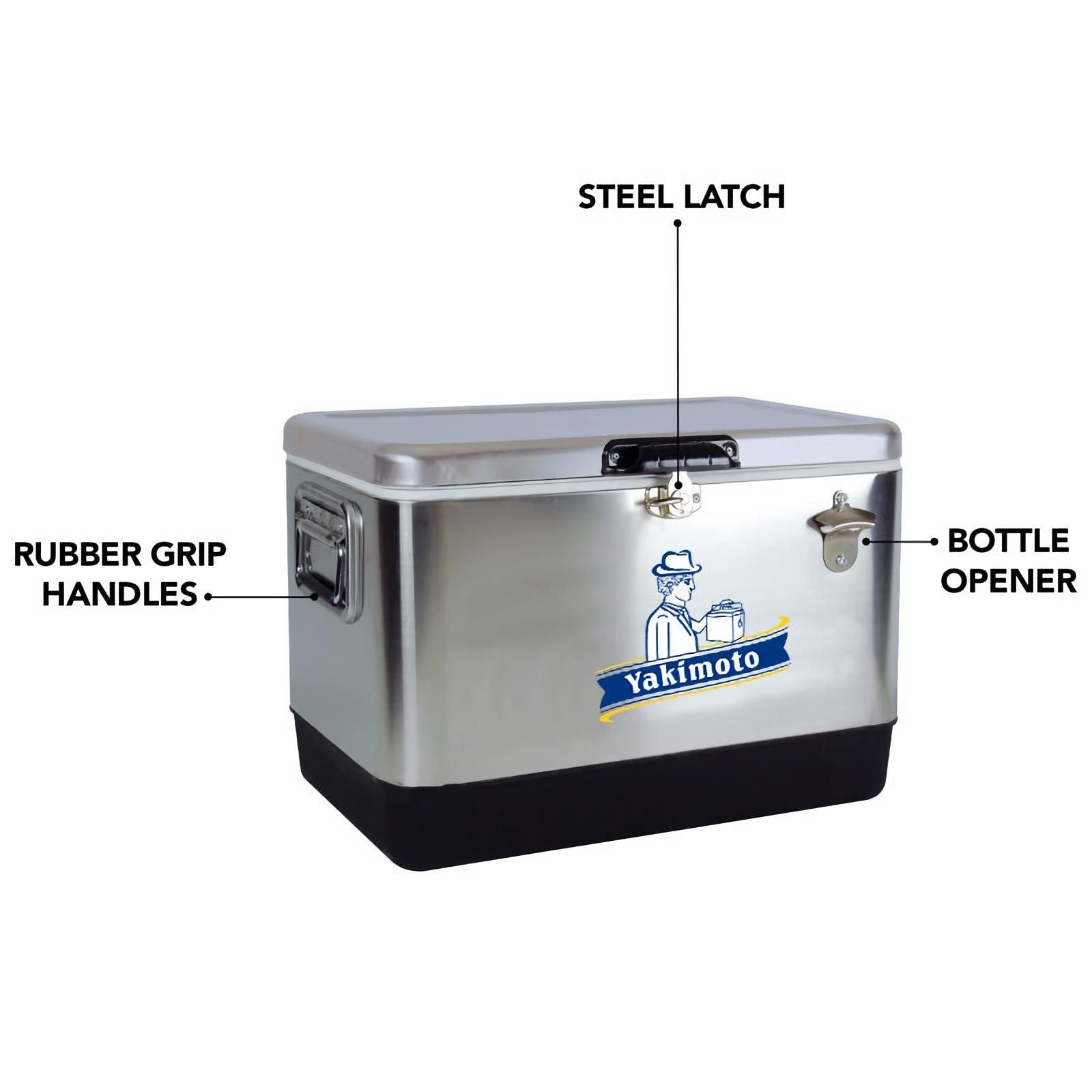 Yakimoto Ice Chest Beverage Beer Cooler Box With Bottle Opener, 51L/54Qt Stainless Steel Portable Insulated Ice Bucket, Sturdy And Leak - proof, For Camping, Beach, Picnic, RV, BBQ, Picnic, Fishing - DelightsDownSouth