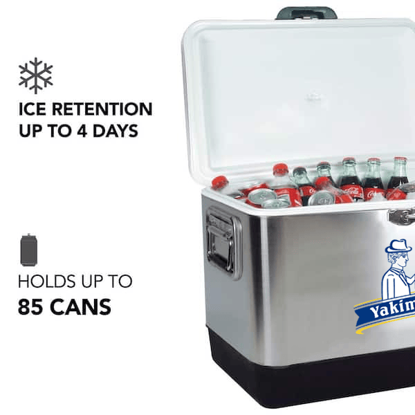 Yakimoto Ice Chest Beverage Beer Cooler Box With Bottle Opener, 51L/54Qt Stainless Steel Portable Insulated Ice Bucket, Sturdy And Leak - proof, For Camping, Beach, Picnic, RV, BBQ, Picnic, Fishing - DelightsDownSouth